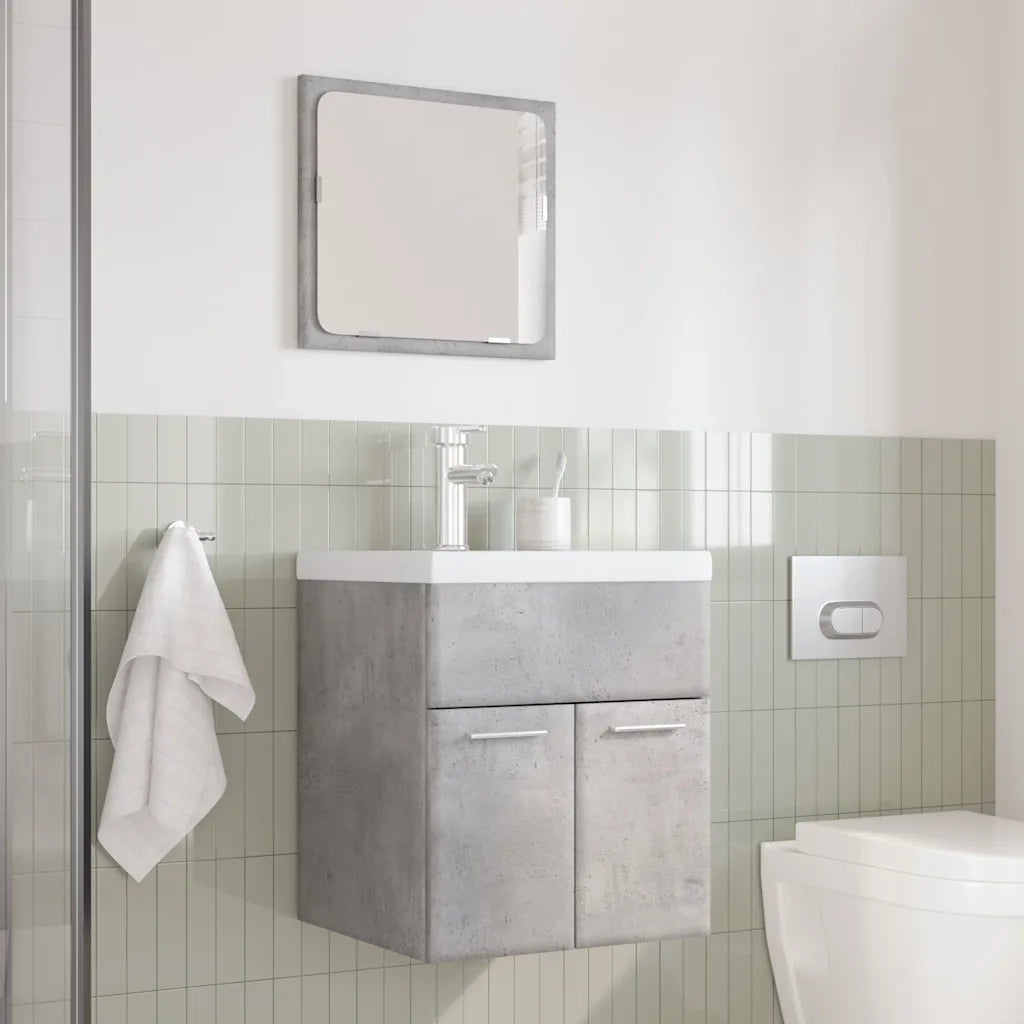 Set Mobili da Bagno | Armadio da bagno 3 pz Grigio Cemento in Legno Multistrato