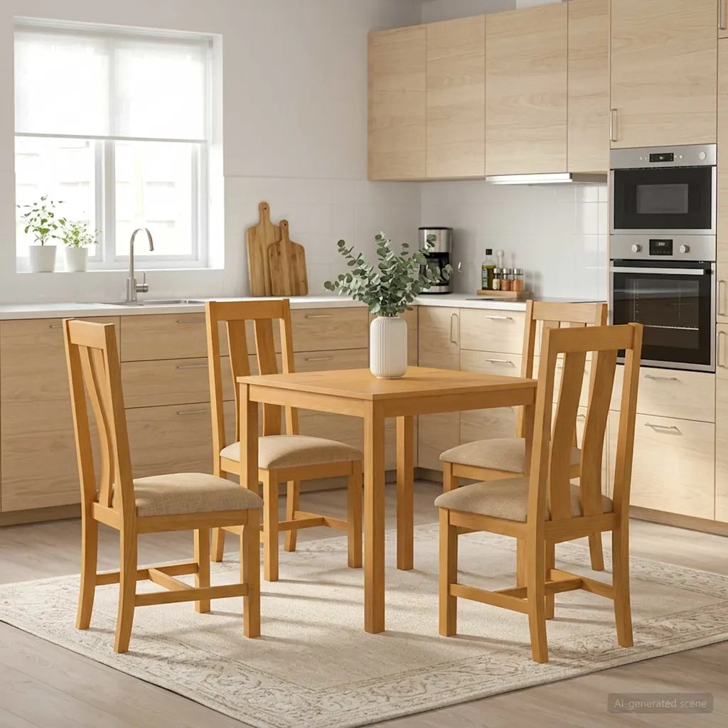 Set da pranzo 5 pz Beige Legno di Quercia Massello 3430224