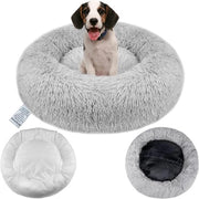 Letto Calmante per Cani con Copertura Lavabile Rimovibile - Culla a Donut per Cani e Gatti - Letto Plush soffice e Comodo per Piccoli e Medi Animali da Compagnia - 60cm Grigio chiaro