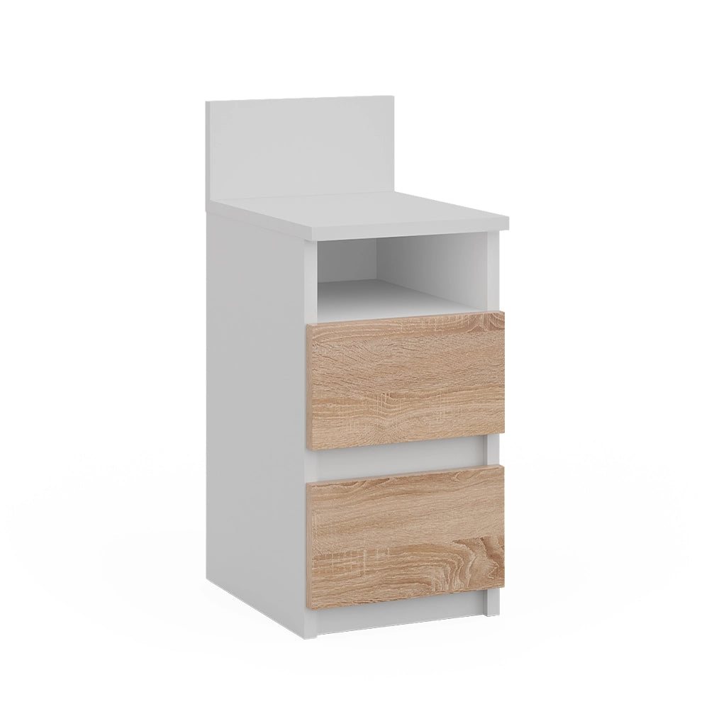 Vicco Comodino camera da letto Bianco/Sonoma 25 x 59.1 cm con 2 cassetti