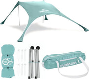 Tenda da spiaggia per famiglie giovani - ombrellone da spiaggia con protezione UV certificata UPF50+ (fino a 4 persone aqua)