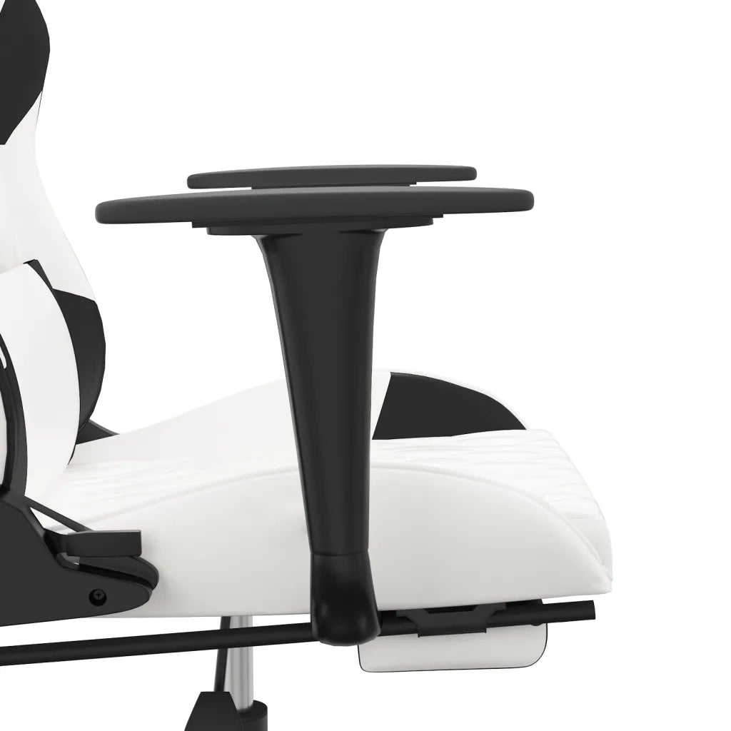 Sedia da Gaming | Sedia da e-sports con Poggiapiedi Bianco e Nero in Similpelle