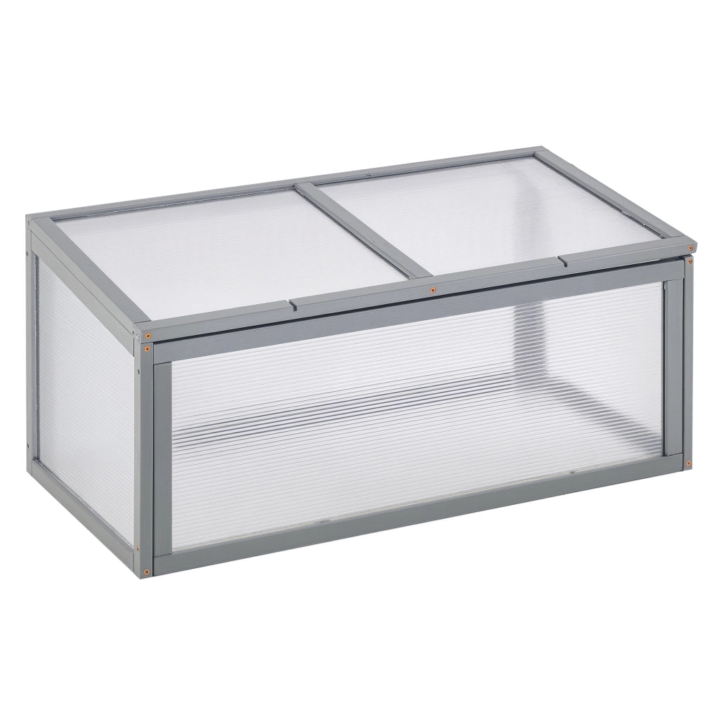 Serra da giardino in legno e policarbonato 90x46x40 cm ¨C zephmum ¨C grigio con copertura