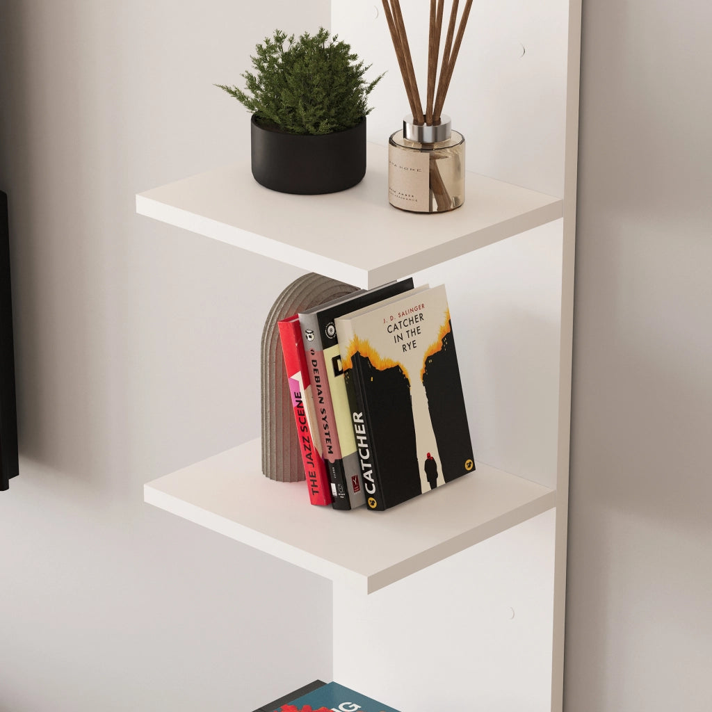 Mensola da Parete Surahammar Libreria Scaffale a Muro con 4 Ripiani - Bianco [en.casa]