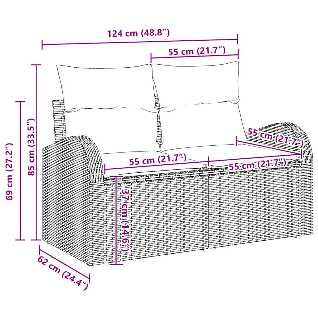 Set Divano da Giardino 7 pcs Nero Rattan in Polipropilene 3346187