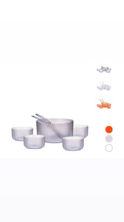 Set 7 pz insalatiera+coppette+posate colori ass
