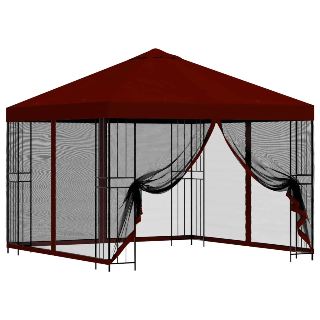Gazebo da giardino con pareti laterali 3 x 3 m Borgogna