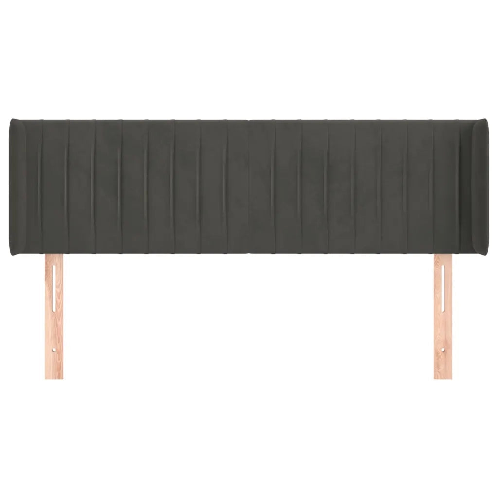 Testiera | Testata ad Orecchio Grigio Scuro 147x16x78/88 cm in Velluto