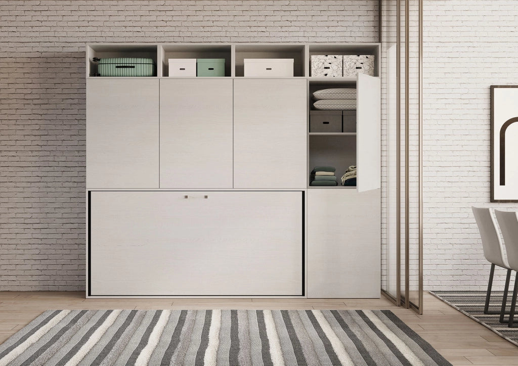 Letto Singolo a Scomparsa Composizione B Kando H226,7 Bianco Frassino