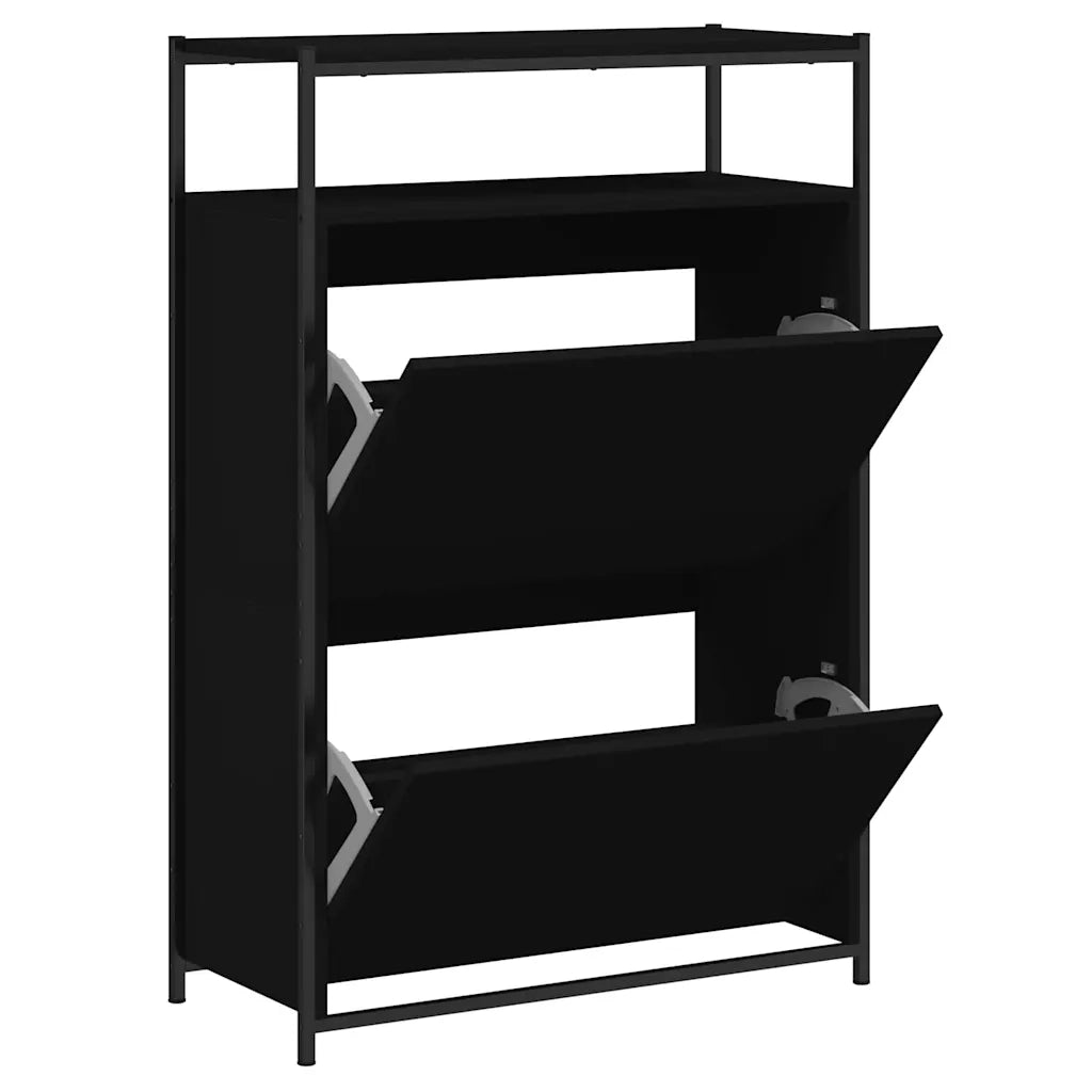 Scarpiera-Scaffale per scarpe Nera 75x34x112 cm in Legno Multistrato