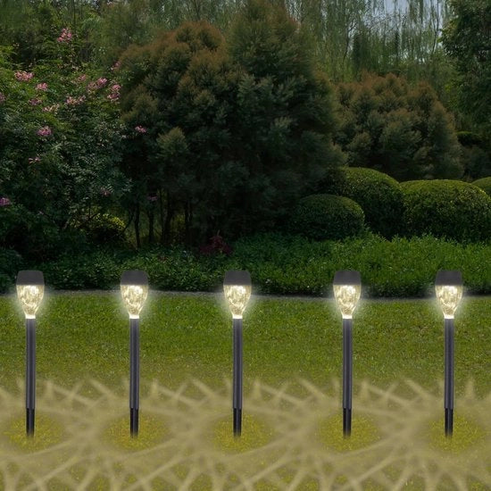 Set di 5 Lampade da Giardino a LED, Lampade da Giardino a Energia Solare, IP44, Ricarica Automatica