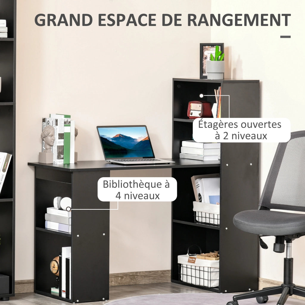 Scrivania per Computer con 6 Ripiani Aperti ¨C Xylo ¨C Legno Nero 120x55x120 cm