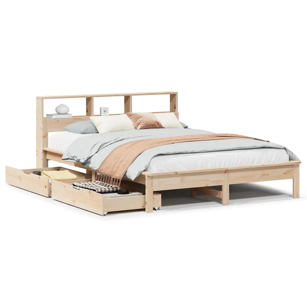 Letto Libreria senza Materasso 120x190cm Legno Massello di Pino 3309827