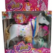 Trade Shop - Cavallo My Lady Con Pony Criniera Trecce Pettine Biberon Little Gioco Bambini -
