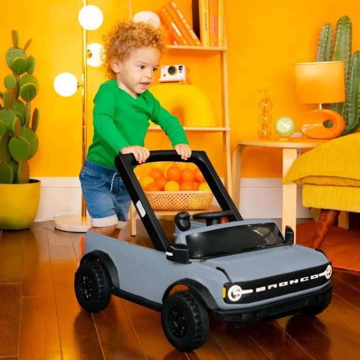 BRIGHT STARTS Centro attività e girello 4 in 1 Ford Bronco, Volante interattivo e rimovibile, Grigio, dai 6 mesi in su