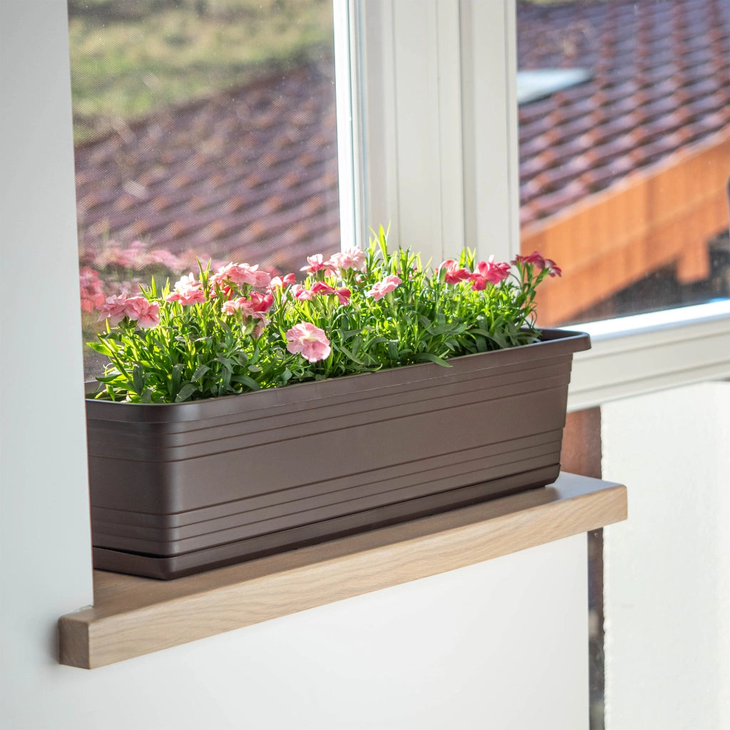 Vaso da fiori per balcone KADAX, 80 cm + sottovaso color moka