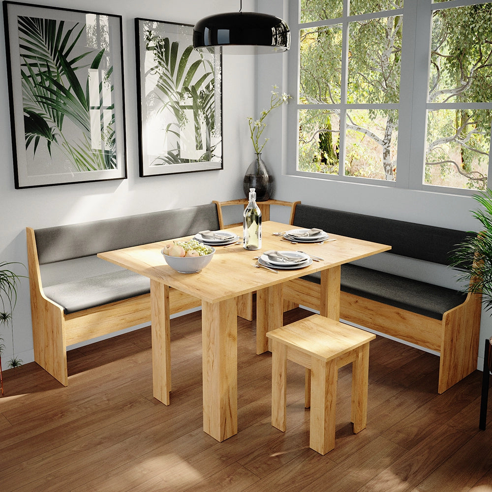 Vicco Gruppo panca ad angolo Quercia dorata 180 x 41.5 cm con tavolo