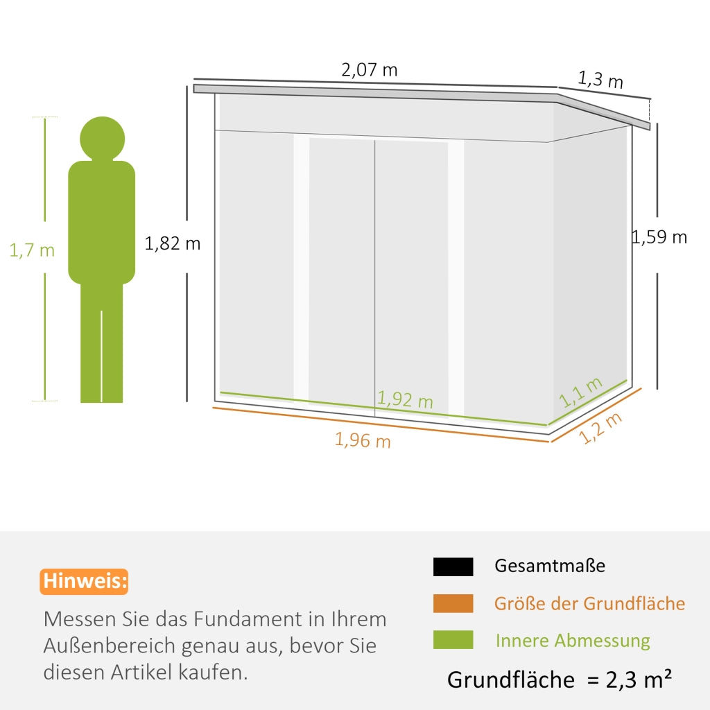 Casetta da giardino in metallo ¨C zephmum ¨C 207x130x182 cm verde