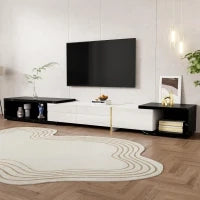 Mobile TV girevole, Lunghezza variabile, 140-260x40x30 cm, Bianco e Nero