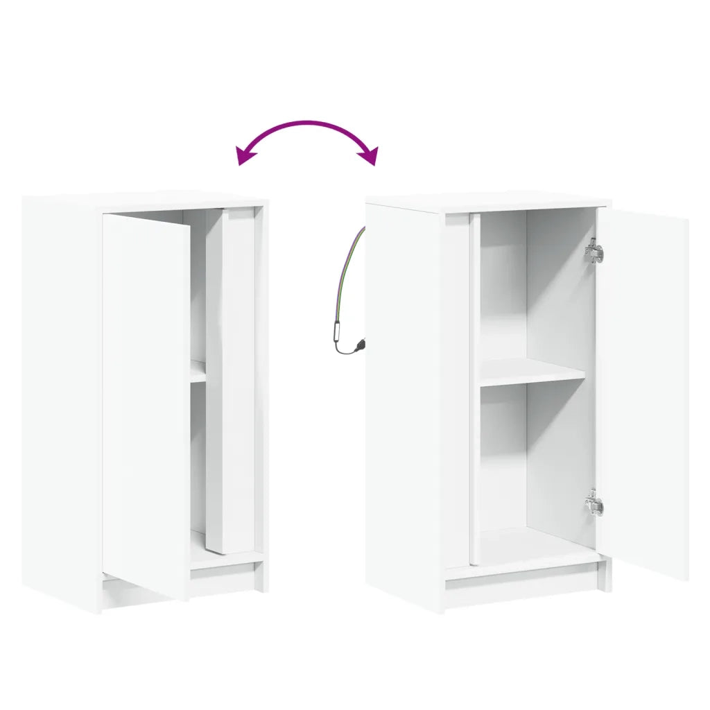 Credenza | Madia | Buffet da pranzo | Armadio da pranzo con LED Bianca 42,5x34x85 cm in Legno Multistrato