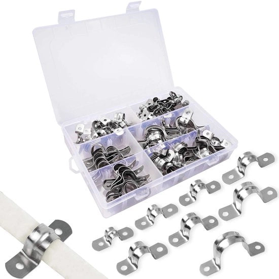 Buisbeugel U-vormig 100 Stuks - 304 Acciaio Inox - Pijpbeugel - Antivibrante - Resistente alla Corrosione - Installazione Facile - Buisclip