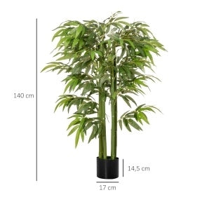 Bambù artificiale 140 cm in plastica verde per soggiorno, ufficio e giardino