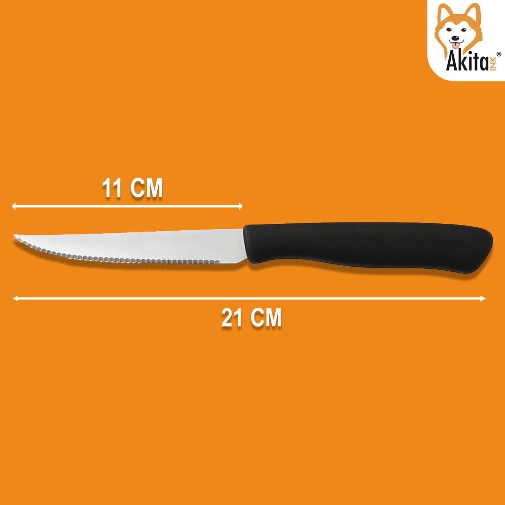 Akitaink Set 6 Coltelli da Bistecca con Lama Dentata