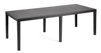 TAVOLO QUEEN IN EFFETTO RATTAN ESTENSIBILE CM.150/220x90x72H TESTA DI MORO