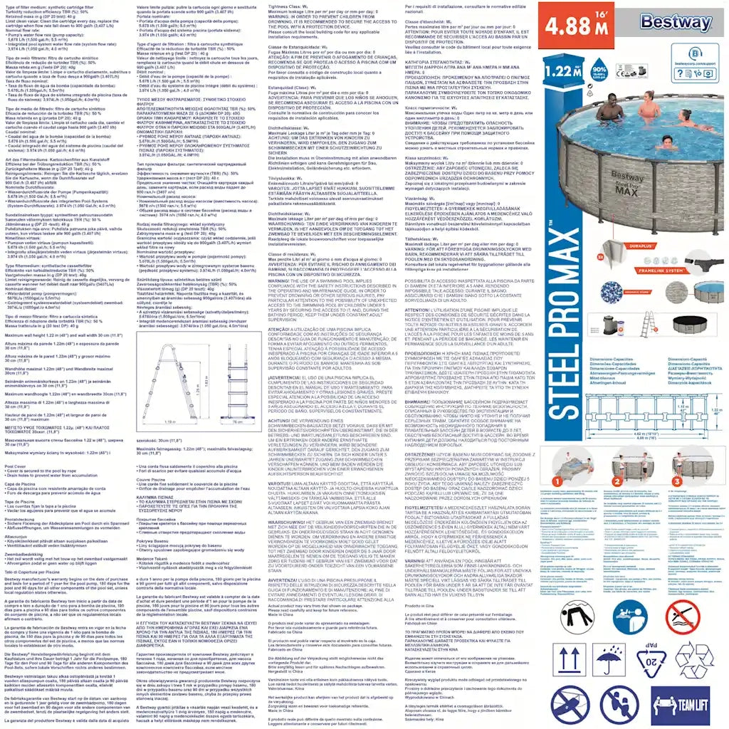 Bestway Piscina Power Steel Rotonda 488x122 cm 93346