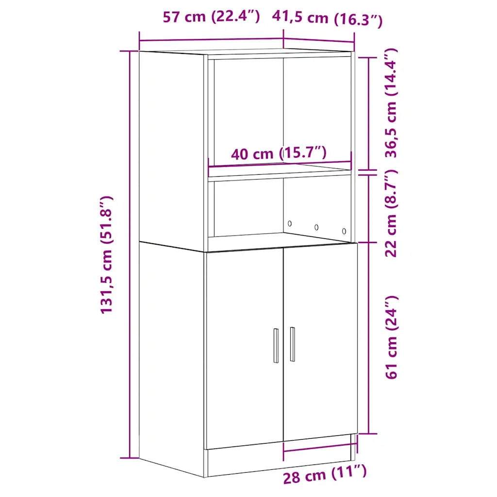 Mobile da Cucina Nero 57x41,5x131,5 cm in Truciolato 860122