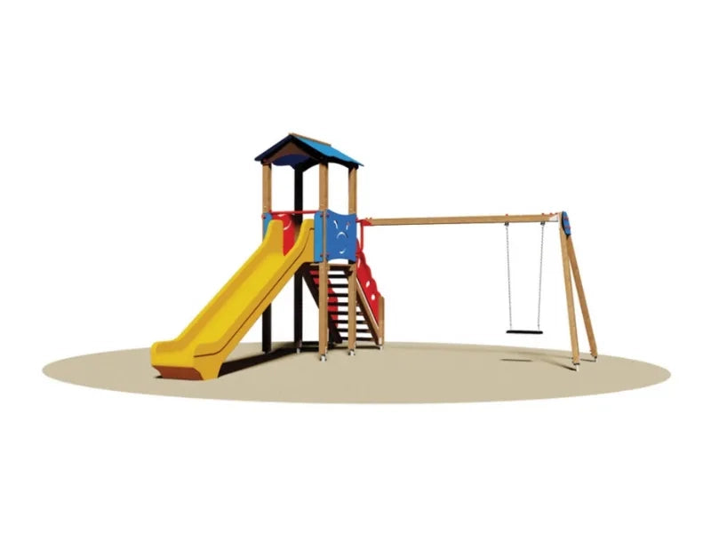 Giochipark torretta Kansas 805 scivolo Poly/Vetroresina H134cm altalena EN 1176 - Vetroresina