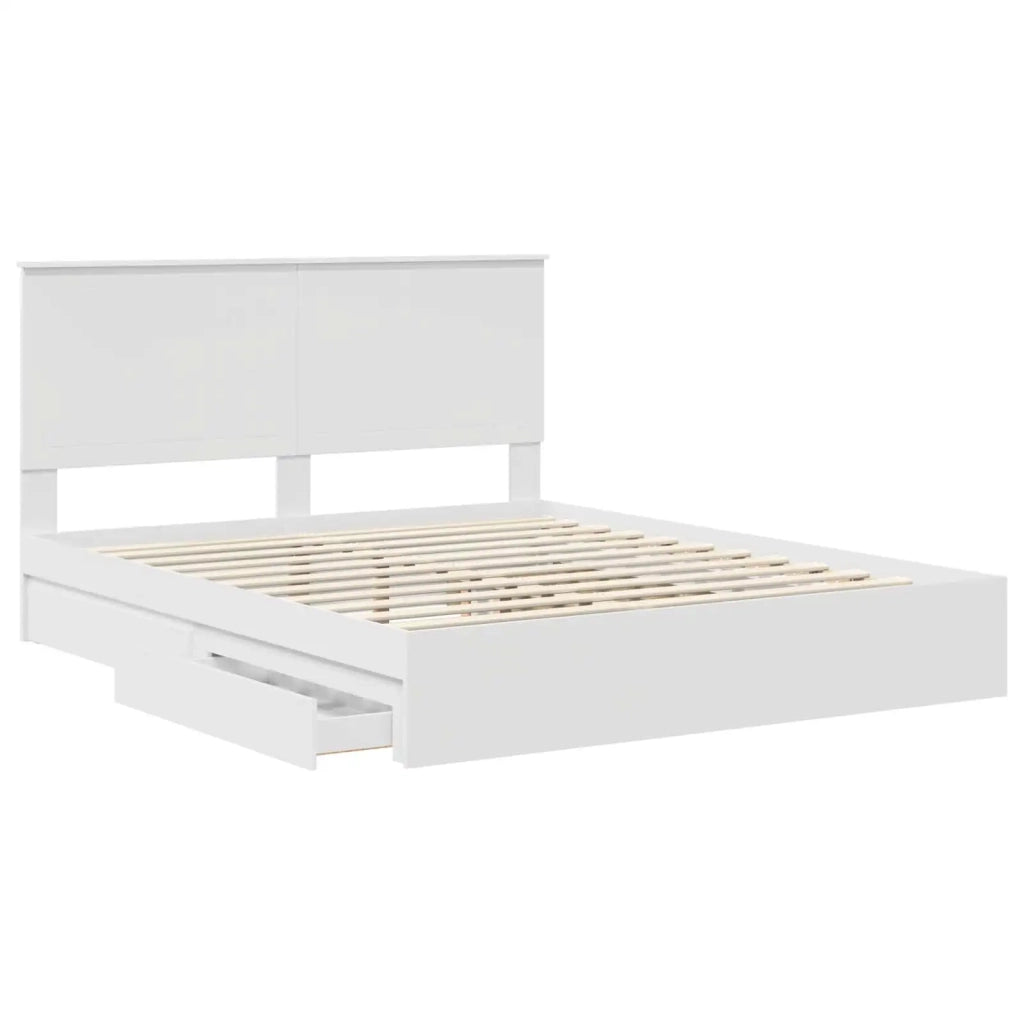 Letto con Contenitore Bianco 160 x 200 cm Legno multistrato 3411187