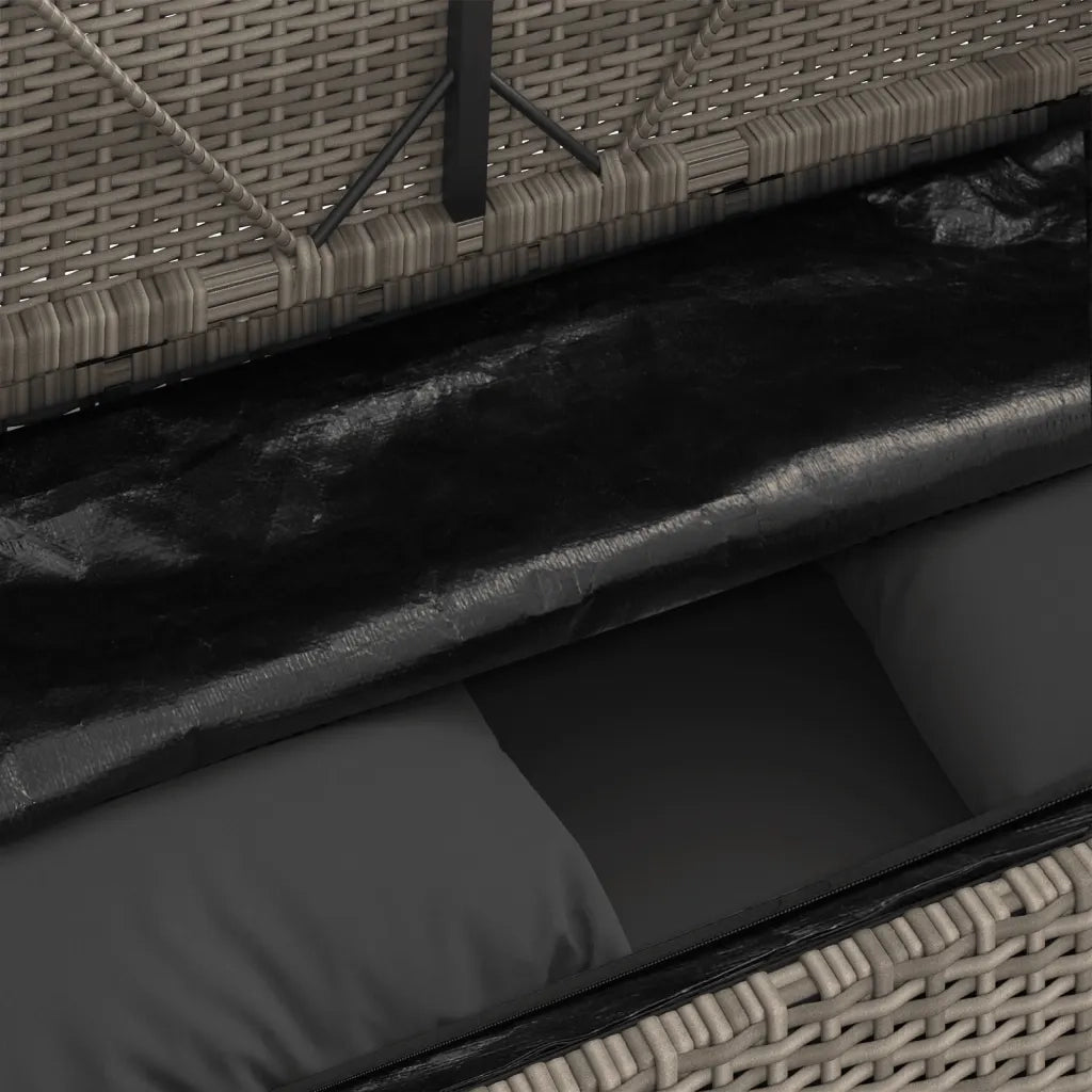Panca da Giardino con Cuscini Grigia in Polyrattan 365763