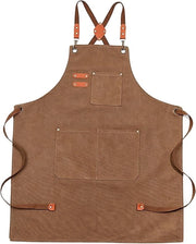 Gonna da copertura con protezione da acqua e macchia, cricco regolabile, ideale per cucinare, grigliare e giardinare, marrone, 127cm, 3 tasche