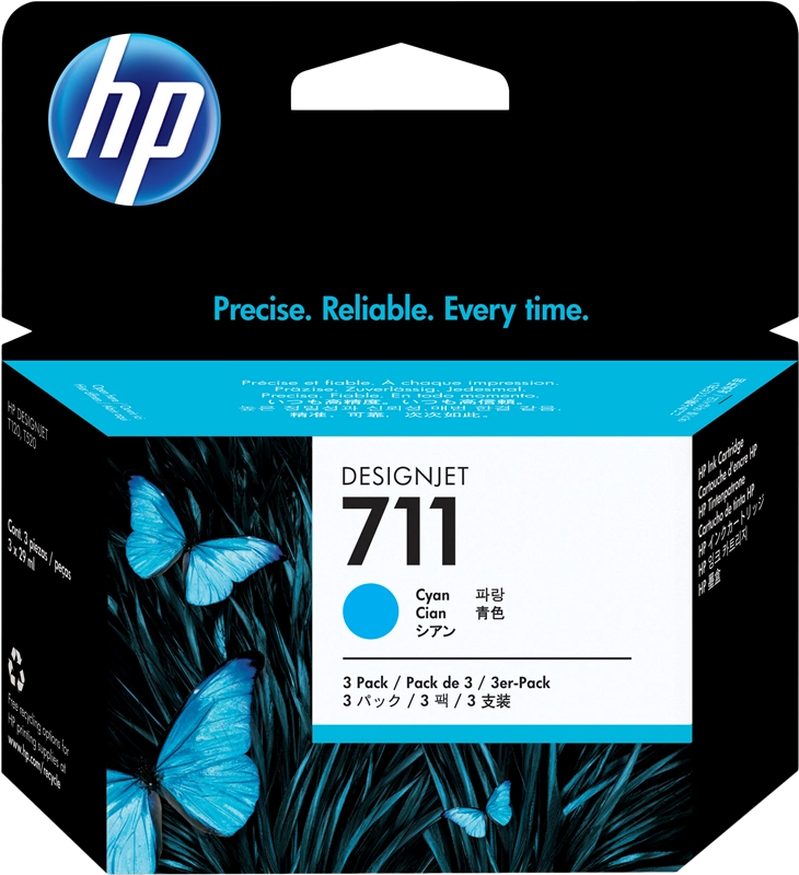 HP Confezione da 3 di cartucce inchiostro ciano DesignJet 711, 29 ml