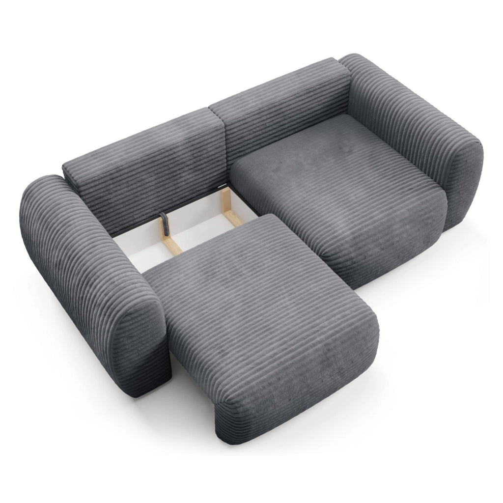 Golgi, Divano Letto 2 Posti Contenitore, 266x121 cm Grigio