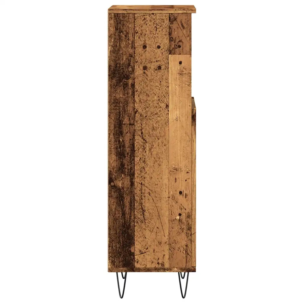 Mobiletto da bagno vintage pratico contenitore 30 x 30 x 100 cm finitura opaca in legno anticato 02_0051088
