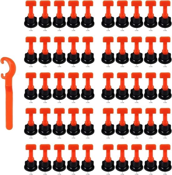 Sistema di livellamento per piastrelle, 50 pezzi, supporti di distanziamento ceramici, attrezzi per muratura e pavimentazione con chiave speciale