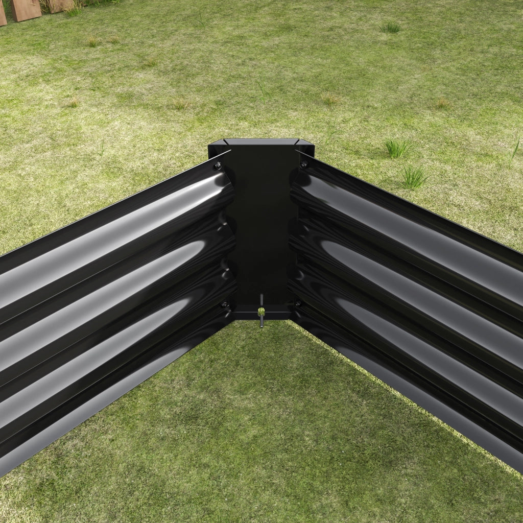 Aiuola rialzata in metallo nero 232 x 113,5 x 30 cm, struttura in acciaio zincato per orto e giardino