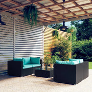 Set Divani da Giardino 5 pz con Cuscini in Polyrattan Nero 3101481
