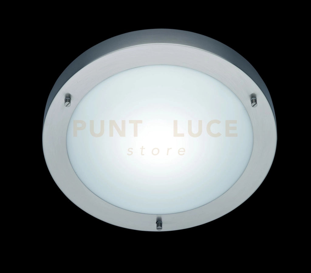 CONDUS PLAFONIERA DA BAGNO TONDA ACCIAIO + VETRO D.32CM ATTACCO E27 1 LUCE