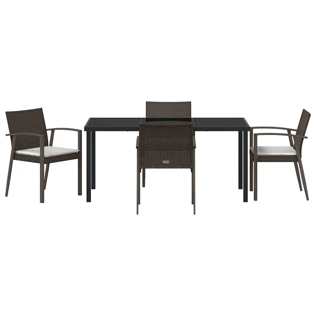 Set da Pranzo per Giardino 5 pcs Marrone e Nero Rattan in PE 3379061