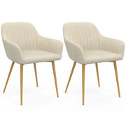IDMarket - Set di 2 sedie da pranzo e poltrone da tavolo LINE in velluto beige con gambe effetto legno