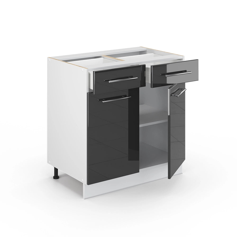 Vicco Mobiletto base per cucina Antracite lucido 80 cm con cassetto, senza piano di lavoro