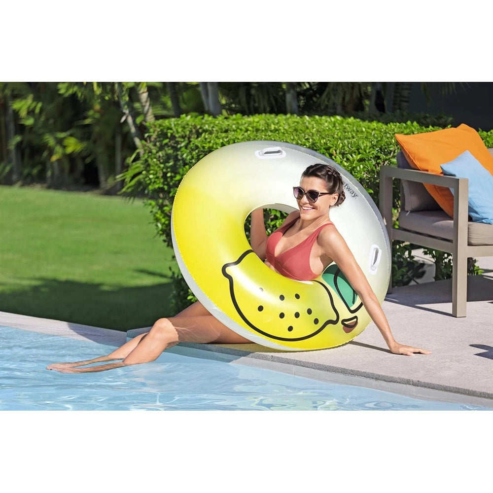 Trade Shop - Salvagente Gonfiabile Galleggiante Grafica Limone Fresh Squeeze Lemon Con Maniglie 36448 -