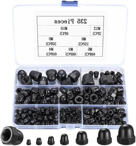 Set di viti a sezione alta 235 pezzi in acciaio inossidabile - M3/M4/M5/M6/M8/M10/M12 - viti a sezione alta con doppiere - filo interno - coperture - viti a sezione alta con coppi.