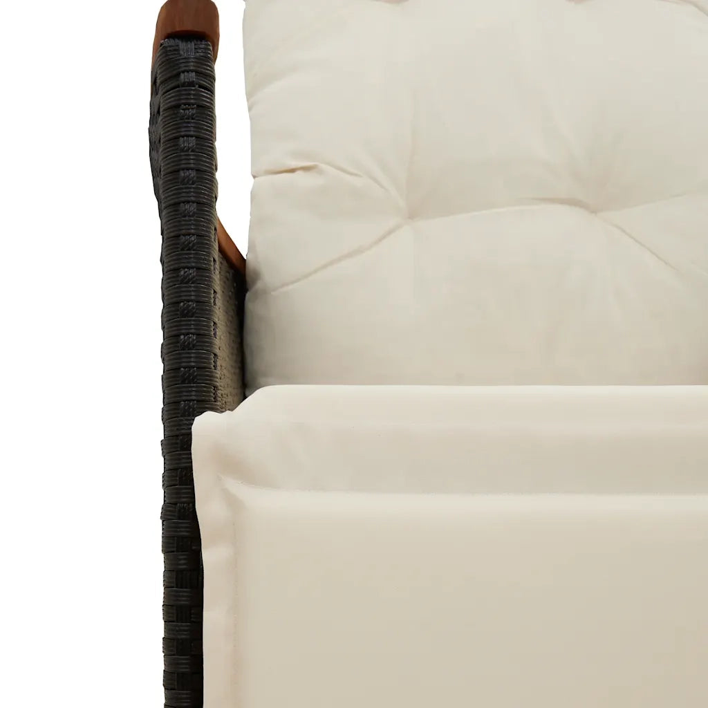 Set da Pranzo da Giardino 9 pz con Cuscini Nero in Polyrattan 3276842