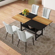 Tavolo da pranzo rettangolare con 4 sedie e vano contenitore in MDF e metallo marrone nero e grigio chiaro 160 cm
