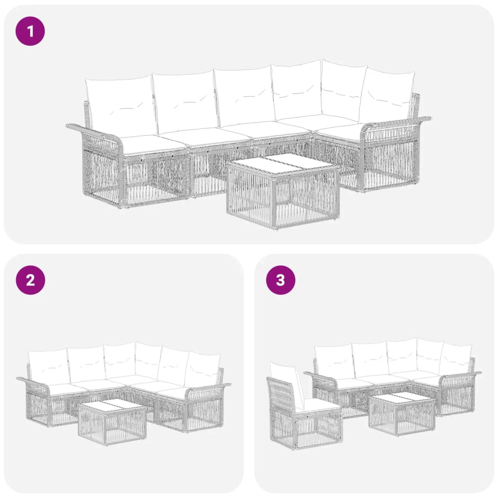 Set Divano da Giardino 6 pcs Grigio polyrattan