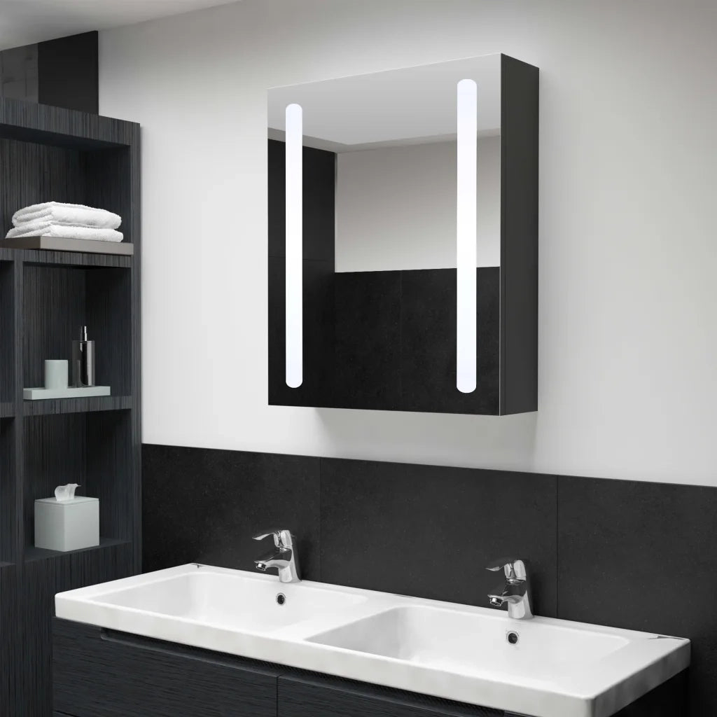 Armadietto Bagno con Specchio e LED 50x13x70 cm 325546
